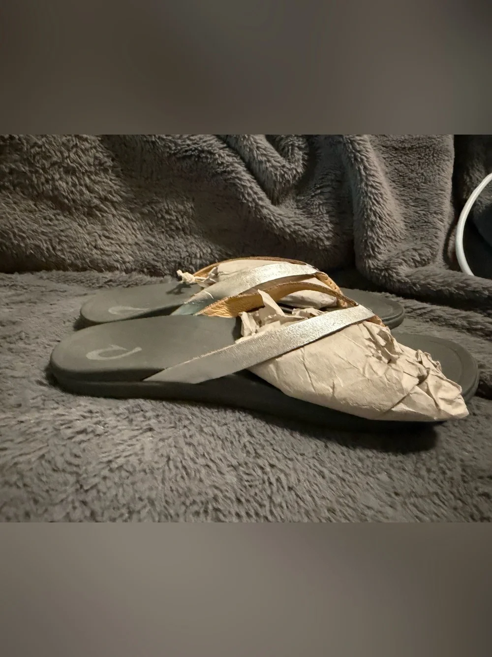 Women’s Gray and Tan Flip Flop Sandals